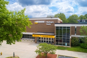 The exterior of UW-Milwaukee at Washington County's campus building