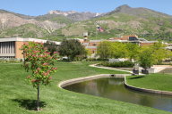 Weber State University's campus on a clear, sunny day.
